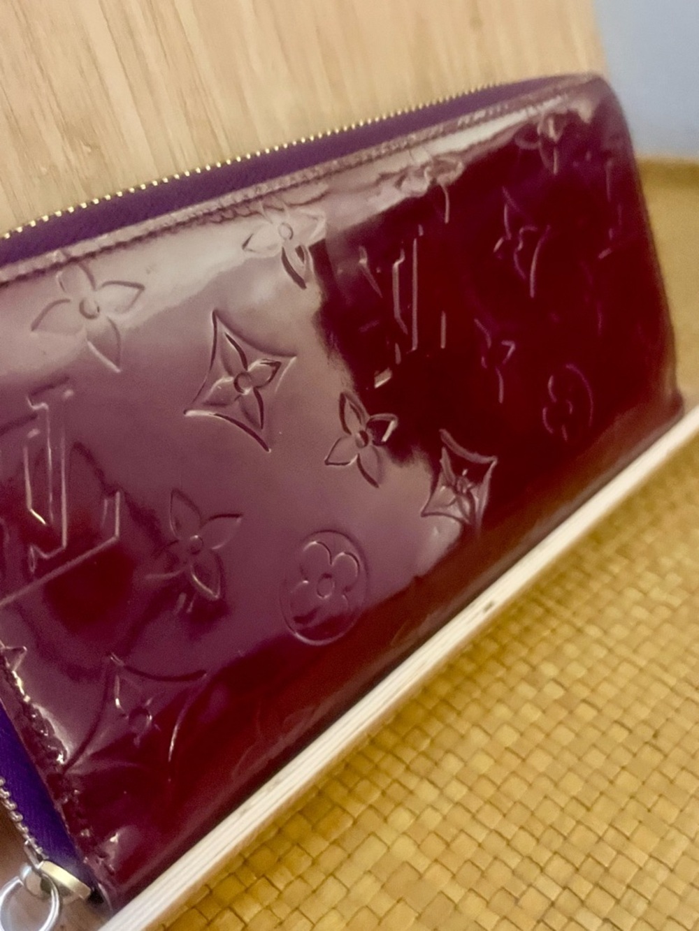 Pre-owned LV Amarante Monogram Vernis Zippy Wallet Purple Patent Leather